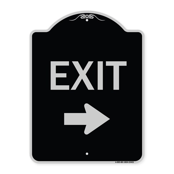 Parking Lot Exit Right Arrow Heavy-Gauge Aluminum Architectural Sign, 18" L, 24" H, BS-1824-23421
